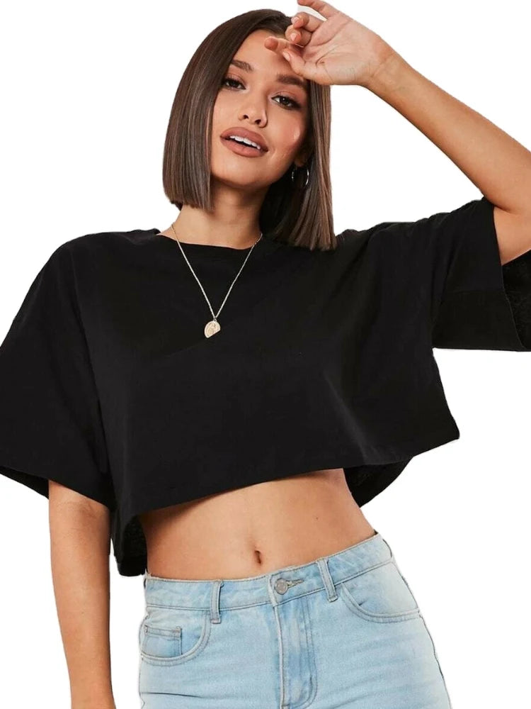 Cotton Short Sleeve Crop Top