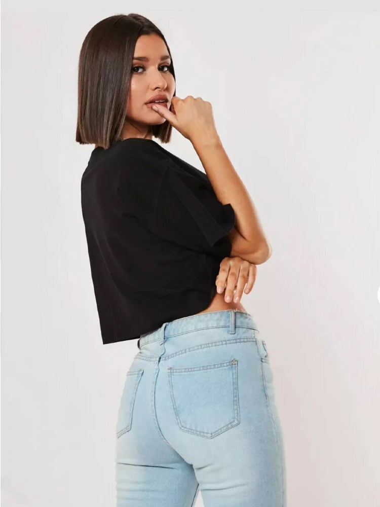 Cotton Short Sleeve Crop Top